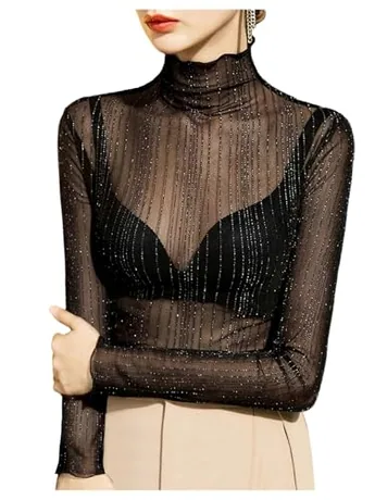 Long Sleeve Mesh T-Shirt, Black (Large)
