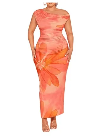 Plus Size Maxi Floral Dress, Multicolour