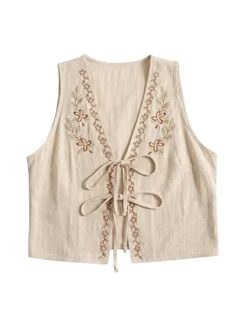 Sleeveless Floral Tank Top, Apricot