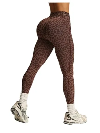 Leopard Leggings, Coffee (Large)