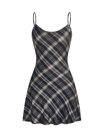Mini Plaid Dress, Black (XX-Large)