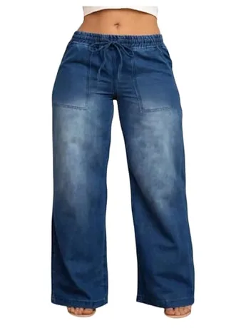 Plus Size Wide Leg Denim Jeans