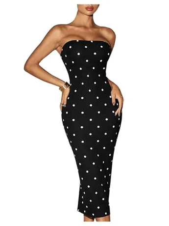 Midi Bodycon Dress, Black (X-Small)
