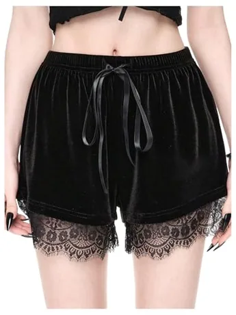 Lace Shorts, Black (Small)