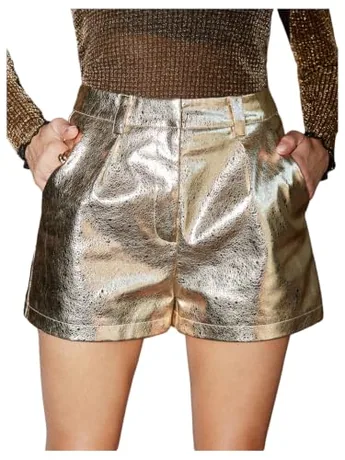 High Waisted Shorts, Gold