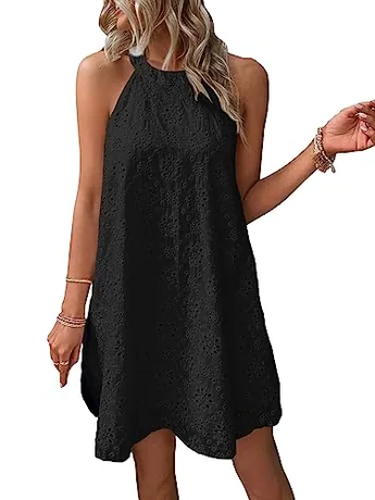 Sleeveless Halter Dress, Black