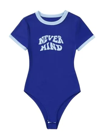 Short Sleeve Knit Bodysuit, Blue