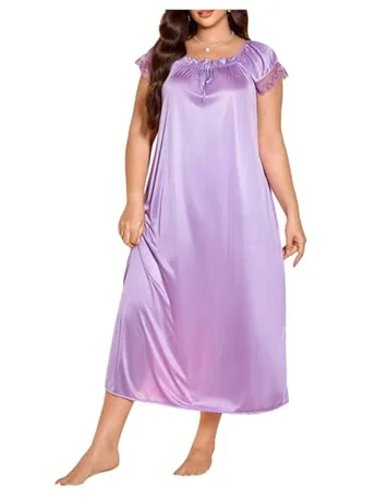 Plus Size Lace Sleep Set, Purple