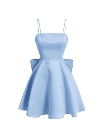 Mini Satin Dress, Blue (X-Small)
