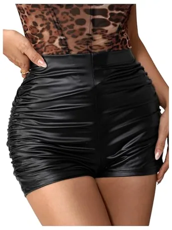 Mini Ruched Shorts, Black