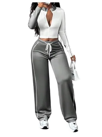 Wide Leg Outfit Set, Grey