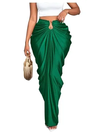 Maxi Bodycon Skirt, Dark Green