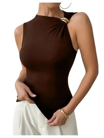 Sleeveless Tank Top, Coffee (Large)