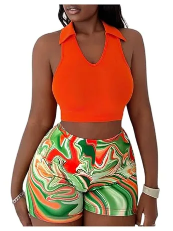 Outfit Set, Orange (v neck)
