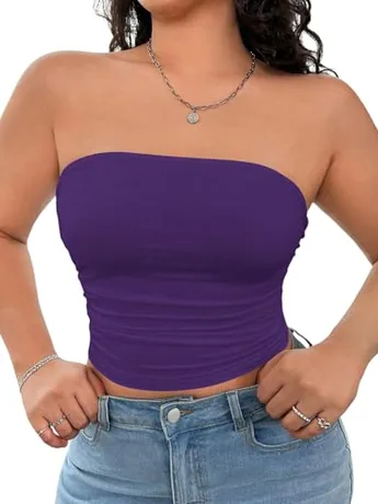 Plus Size Tube Top, Purple