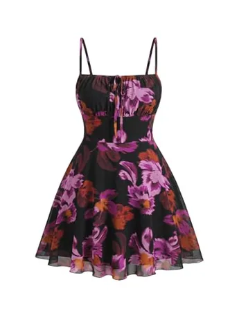 Plus Size Mesh Dress, Purple