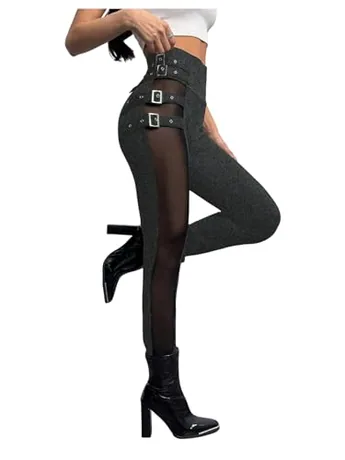 High Waisted Mesh Leggings, Grey