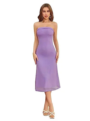 Midi Mesh Dress, Purple (Medium)