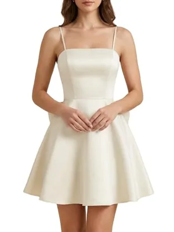 Mini Satin Dress, Apricot (X-Small)