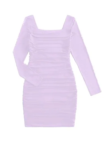 Long Sleeve Ruched Dress, Lilac
