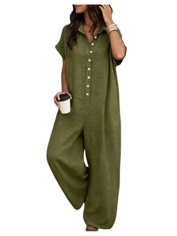 Short Sleeve Jumpsuit, Green