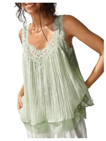 Lace Tank Top, Mint
