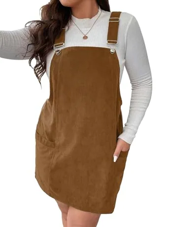 Plus Size Sleeveless Dress, Brown