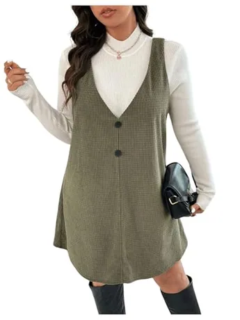 Plus Size Sleeveless Dress, Olive