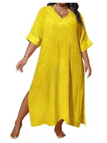 Plus Size Swimsuit, Yellow
