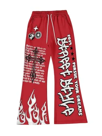 Wide Leg Graphic Leggings, Red