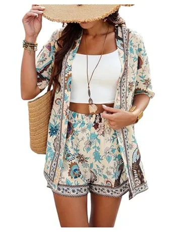 Short Sleeve Leopard Outfit Set, Apricot (Small)