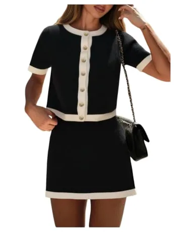 Short Sleeve Outfit Set, Black