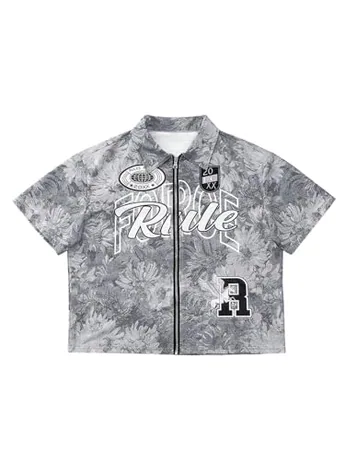 Short Sleeve Floral Shirt, Grey