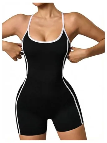 Backless Romper, Black