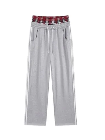Wide Leg Striped Leggings, Grey (Small)
