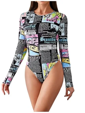 Long Sleeve Bodysuit, Multicolour
