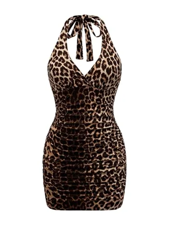 Mini Leopard Dress, Brown (sleeveless)