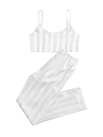 Sleeveless Satin Sleep Set, White