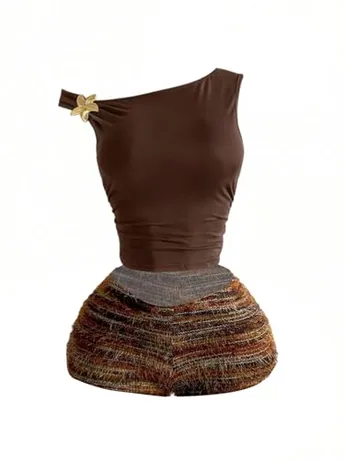 Floral Outfit Set, Brown (X-Small)