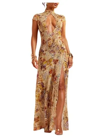 Maxi Floral Dress, Multicolour (Small)