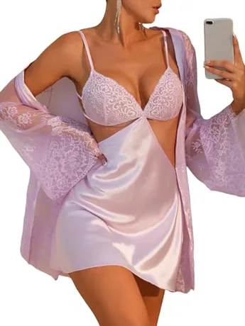 Lace Sleep Set, Purple (Large)