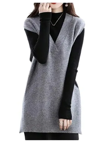Sleeveless Knitwear, Grey (long sleeve)
