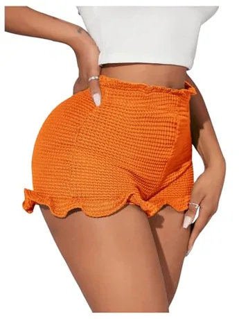 Mini Ruffle Shorts, Orange