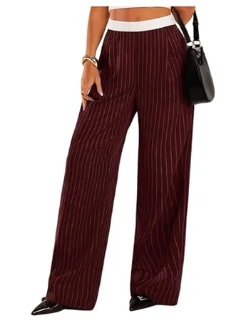 Striped Trousers, Burgundy (Small)