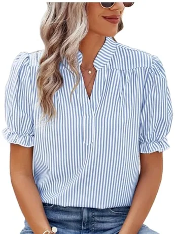 Striped Blouse, Mint (X-Large)