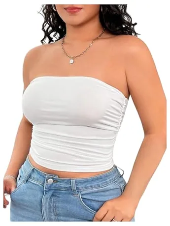 Plus Size Tube Top, White (X-Large Plus)