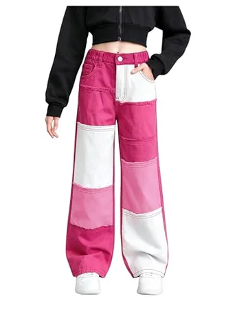 Wide Leg Denim Jeans, Pink (11 Years)