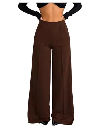 Wide Leg Trousers, Coffee (with pockets)