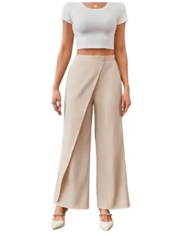 Wide Leg Trousers, Apricot (Small)