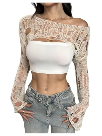 Off Shoulder Crop Top, Apricot